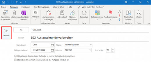 Aufgaben in Outlook erstellen Schritt 3