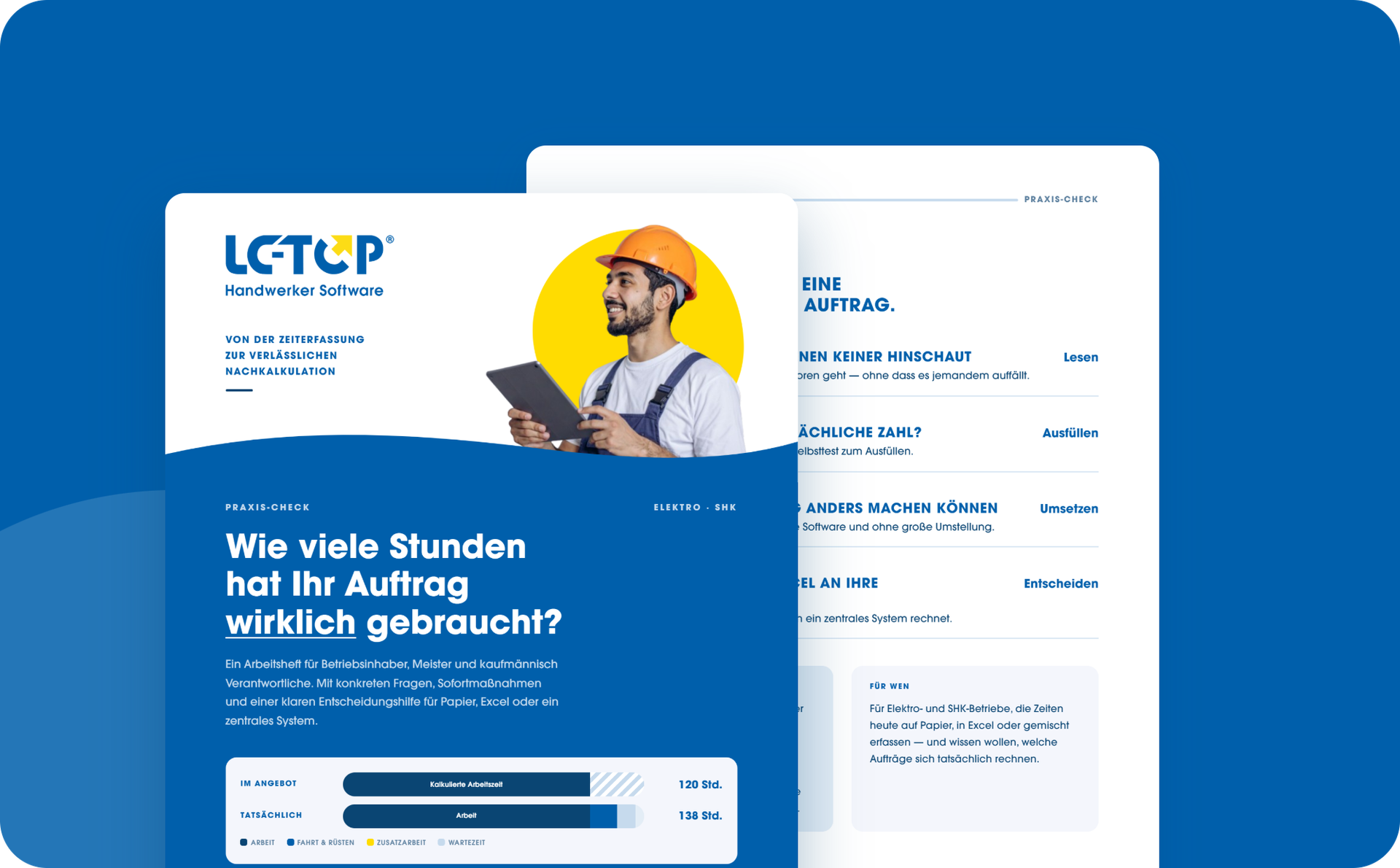 Cover des Praxis-Checks Zeiterfassung für Handwerksbetriebe