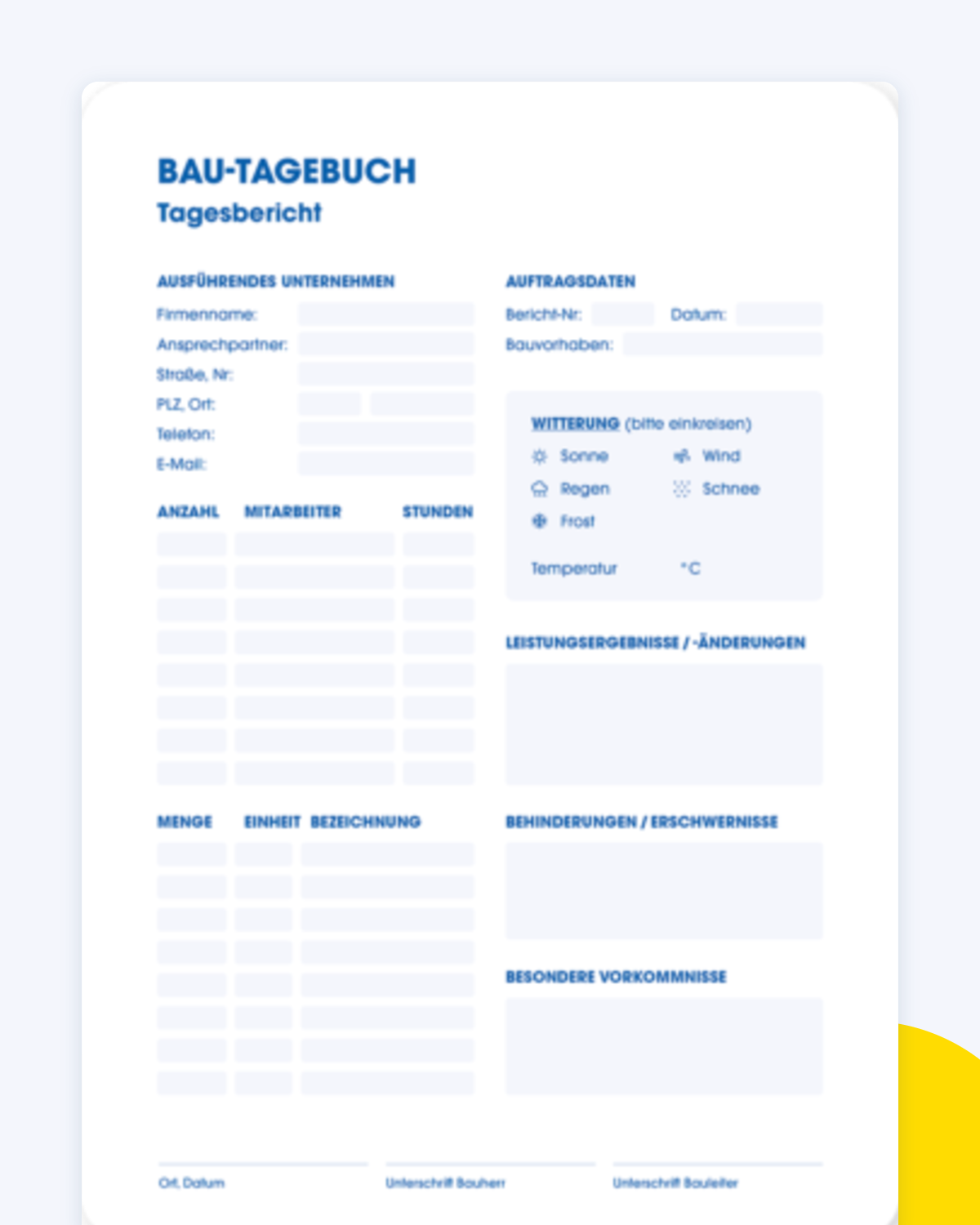 Vorschau der kostenlosen Bautagebuch Vorlage von LC-TOP als PDF